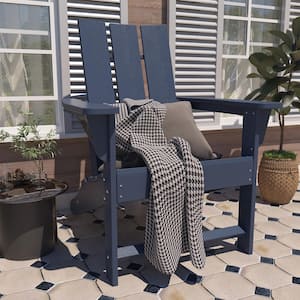 Modern Blue 4.7 in. W Arm Patio Plastic Adirondack Chair