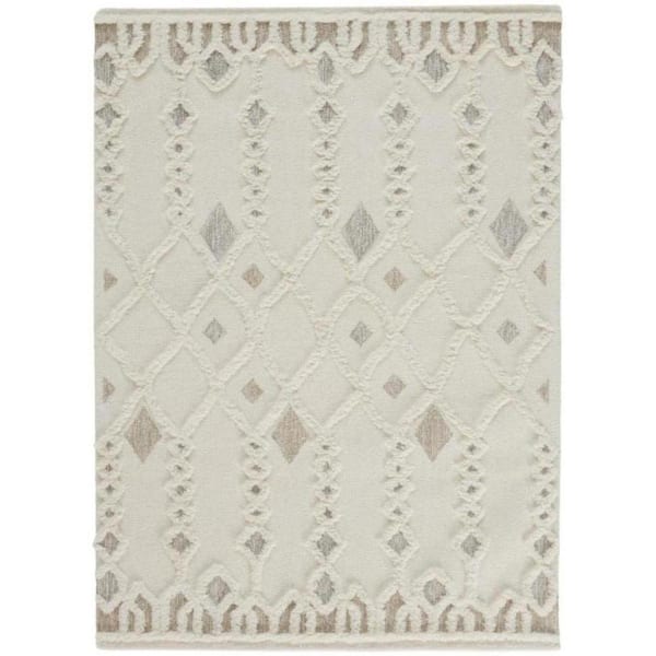 HomeRoots 10 x 14 Gray and Ivory Geometric Area Rug