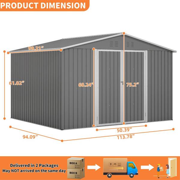 ToolCat 10 ft. W x 8 ft. D Outdoor Metal Storage Shed with