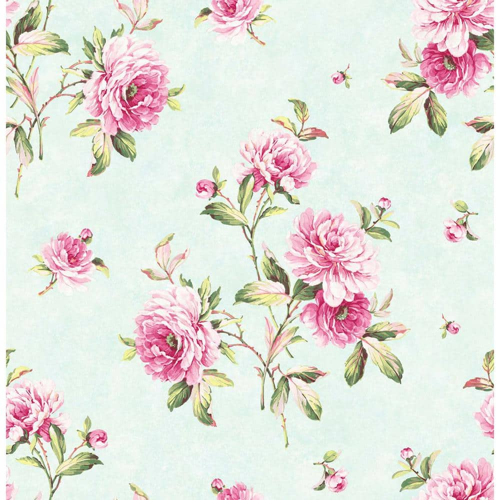 SK Filson Adele Blue Peony Wallpaper DE40819 - The Home Depot