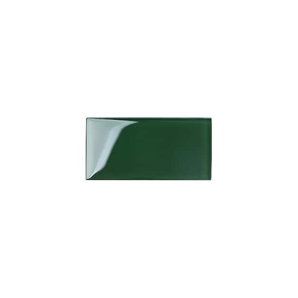 Giorbello Evergreen Glass Subway 3 in. x 6 in. x 8mm Tile Sample