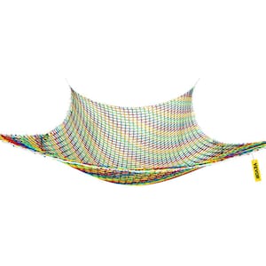Climbing Cargo Net 6.6 x 10.5 ft. Polyester Double Layers Rope Bridge w/500 lbs. Weight Capacity Climbing Rope for Kid