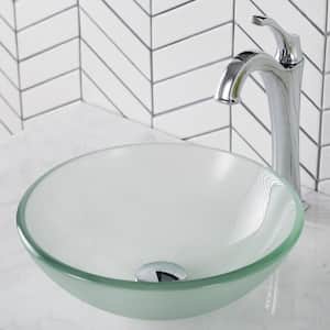 14 in. Glass Vessel Sink in Frosted
