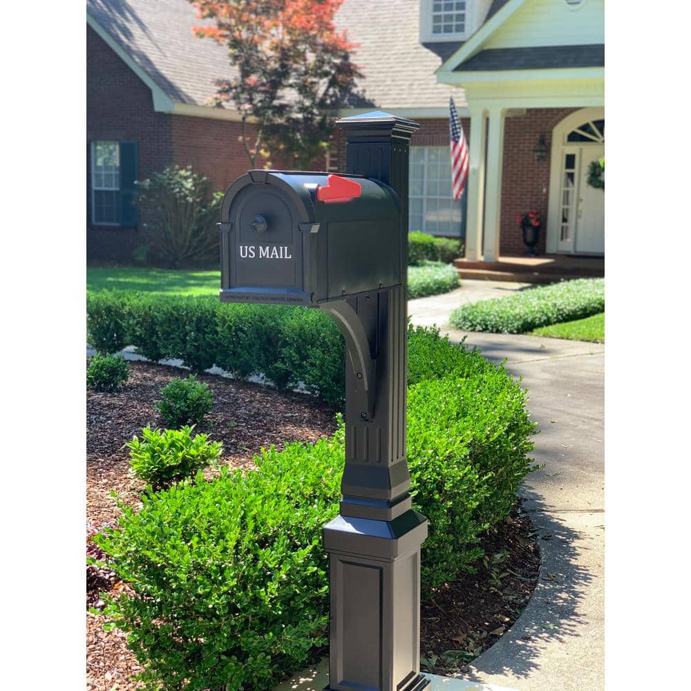 Lexington Black Composite Post Mount Mailbox Kit
