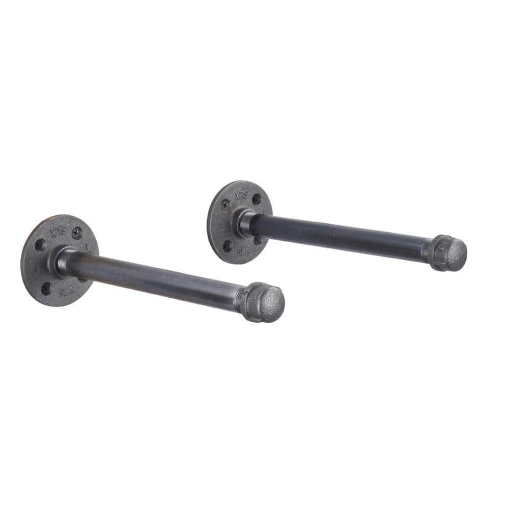 1/2 in. x 12 in. L Black Steel Pipe Wall Mounted Shelf Bracket Kit (2-Pack) price history on PriceWatchPro