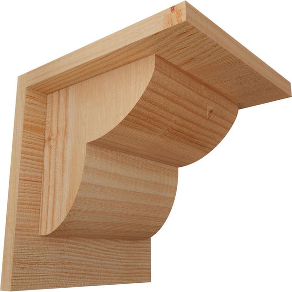 Ekena Millwork 7-1/2 in. x 8 in. x 8 in. Douglas Fir Crestline Smooth Corbel with Backplate