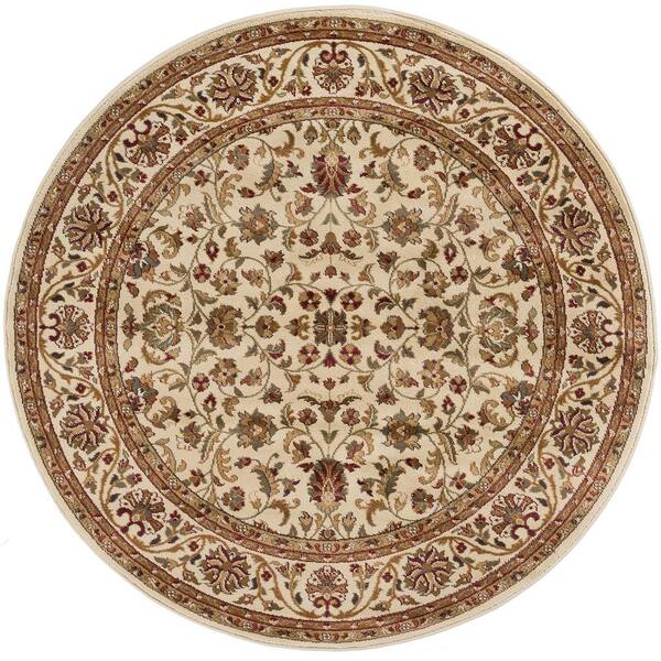 Tayse Rugs Sensation Border Ivory 8 ft. Round Indoor Area Rug