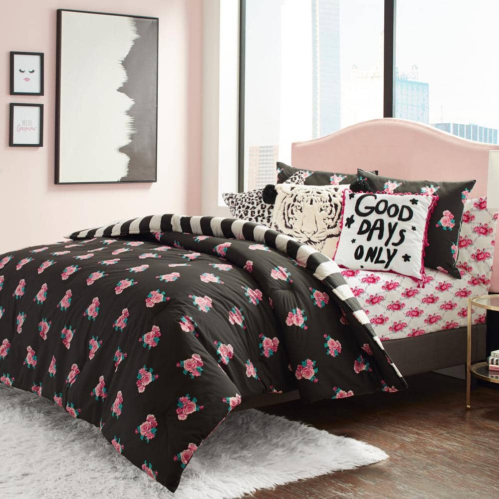 Twin XL Pink Rose Skull Trellis Microfiber Sheet Set