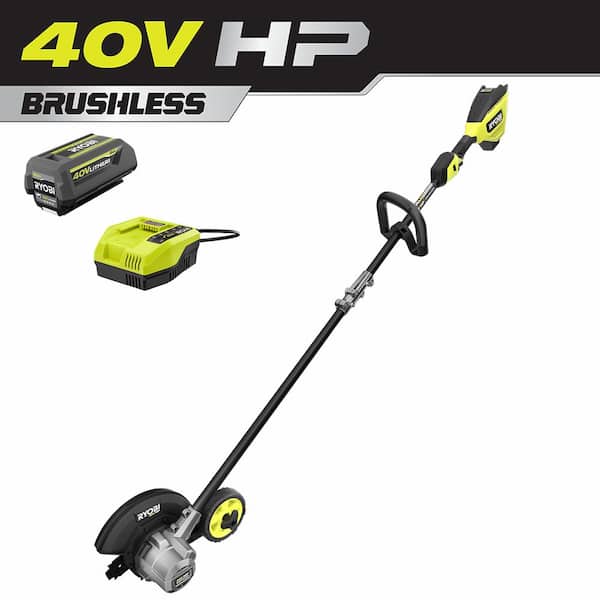 RYOBI 40V HP Brushless Stick Lawn Edger with 4.0 Ah Battery and Charger