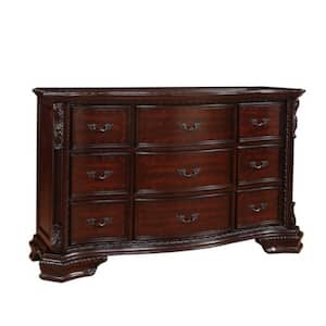 Brown 9-Drawer 64 in. Wide Dresser without Mirror