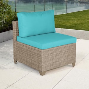 Maui Metal Outdoor Sectional with Cyan Cushions