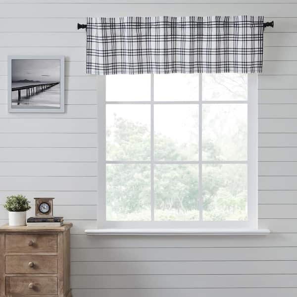 Sawyer Mill Plaid 60 in. L x 16 in. W Cotton Valance in Country Black Soft White
