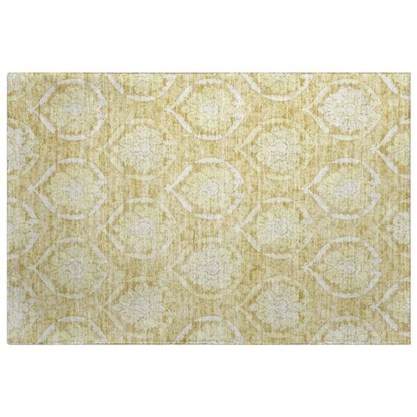 Dream Shag Premium Machine Washable Abstract ADS810 Gold 3 ft. x 4 ft. Area Rug