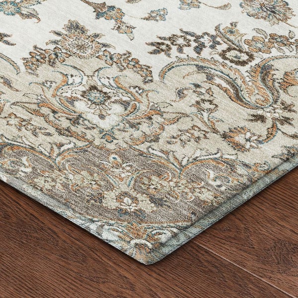 Mayfield Premium Machine Washable Abstract AMF2495 Ivory 9 ft. x 12 ft. Area Rug