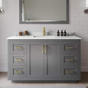 Miranda 54 in. W x 22 in. D x 33.75 in. H Single Bath Vanity in Dark Gray with Giotto Quartz Top
