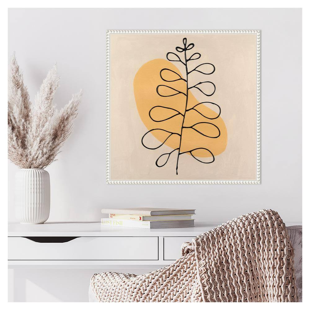 Peace Offering II Yellow and Black Abstract Canvas Art with White Frame