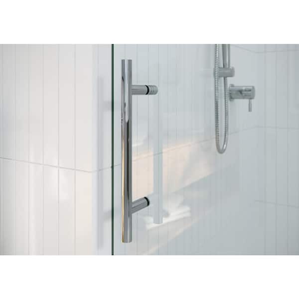 68 in. - 72 in. x 78 in. Frameless Sliding Shower Door in Chrome with Handle