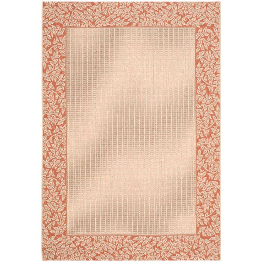 SAFAVIEH Courtyard Natural/Terra 4 ft. x 6 ft. Border Indoor/Outdoor ...