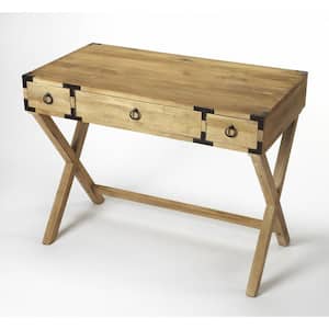Bernadette 40.5 in.Rectangular Natural Wood Wood 3 Drawer Writing Desk with Drawers