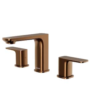 Venda Widespread 2-Handle Three Hole Bathroom Faucet with Matching Pop-Up Drain in Brushed Copper