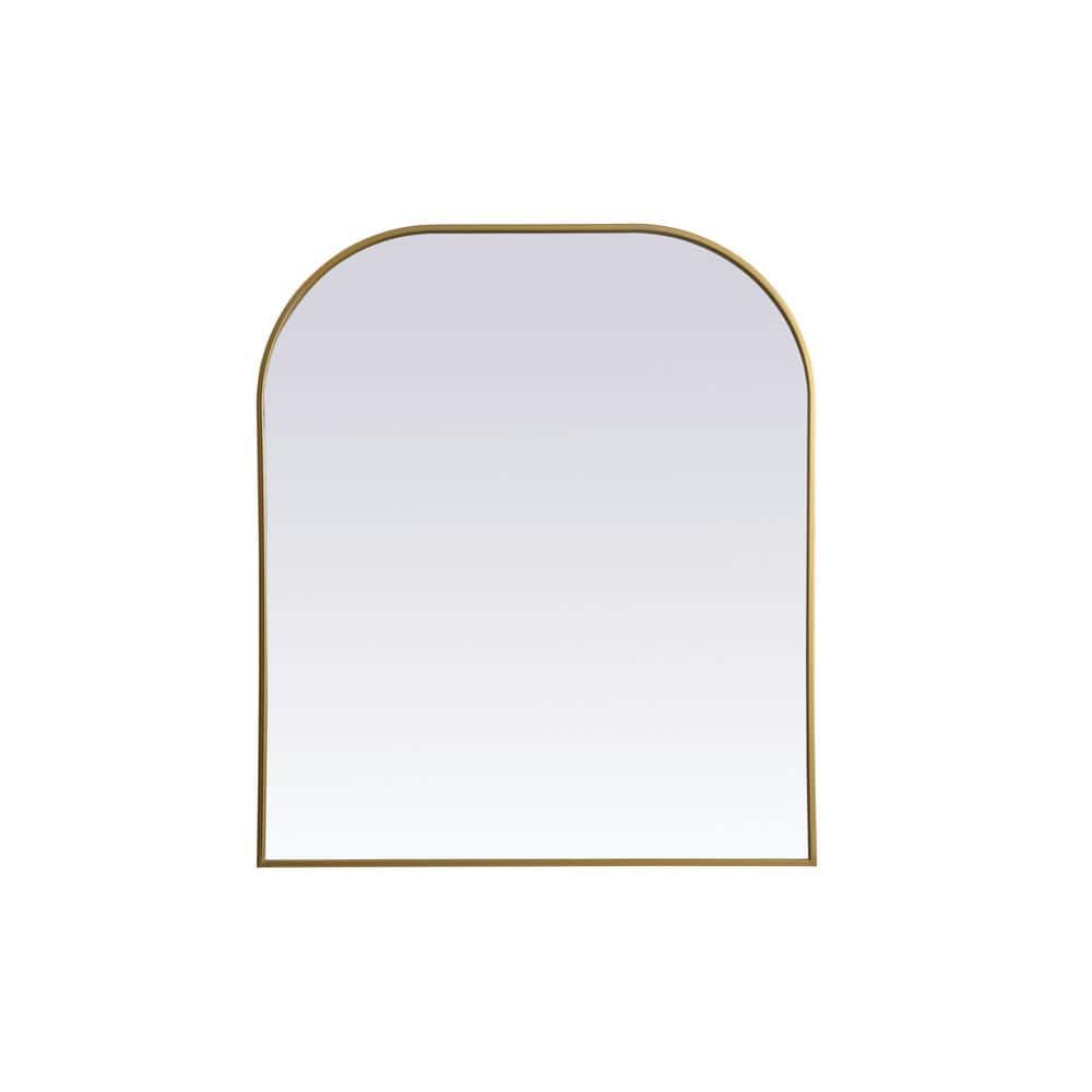 Simply Living 36 in. W x 42 in. H Arch Metal Framed Brass Mirror