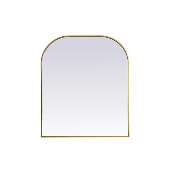 Unbranded Simply Living 36 in. W x 42 in. H Arch Metal Framed Brass Mirror