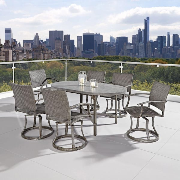 Home Styles Urban 65 in. W Outdoor 7-Piece Dining Set in Aged Metal