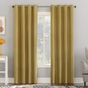 Duran Thermal Insulated Gold Polyester 50 in. W x 63 in. L Grommet 100% Blackout Curtain (Single Panel)