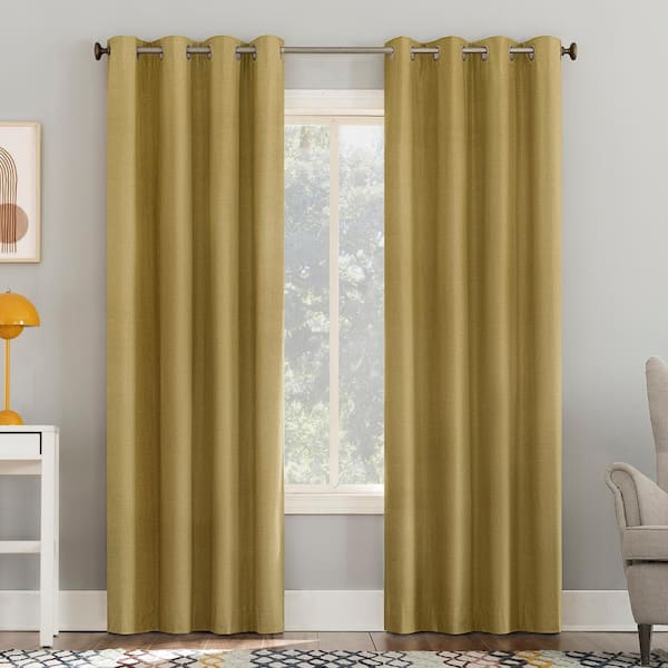 Sun Zero Duran Thermal Insulated Gold Polyester 50 in. W x 95 in. L Grommet 100% Blackout Curtain (Single Panel)