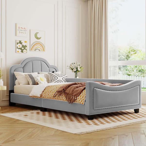 wetiny Gray Twin Platform Bed