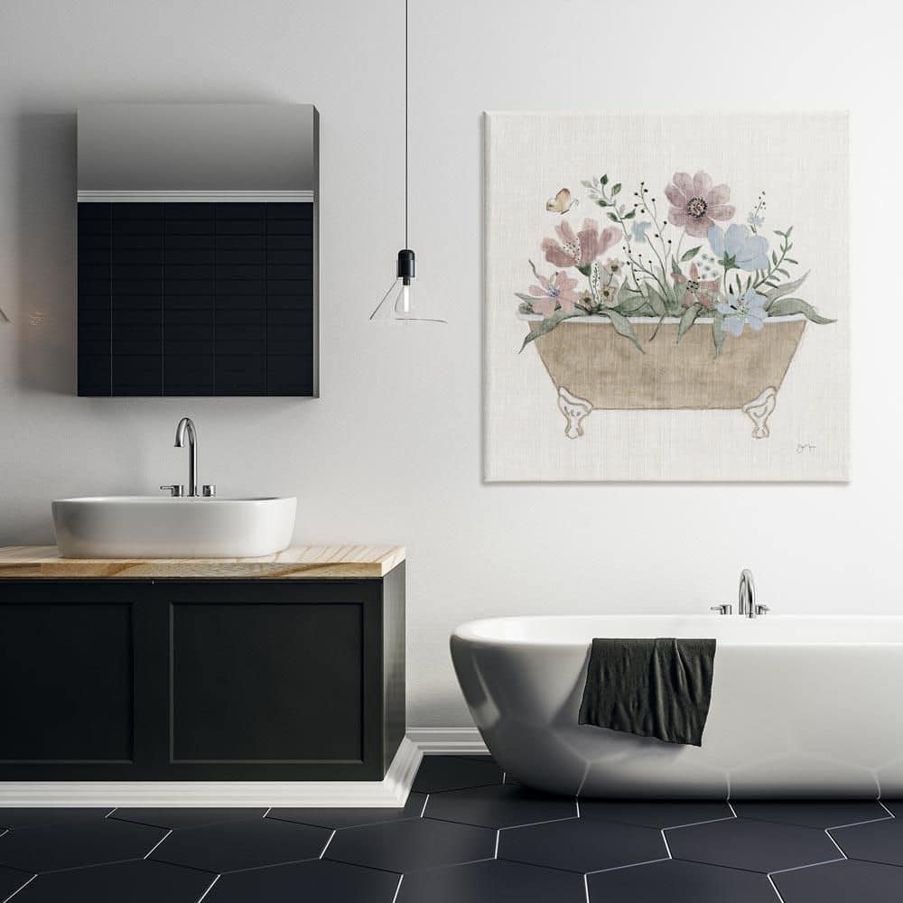 Cottage Florals in Bathtub by Janet Tava Unframed Nature Graphic Art Print 36 in. x 36 in. price history on PriceWatchPro