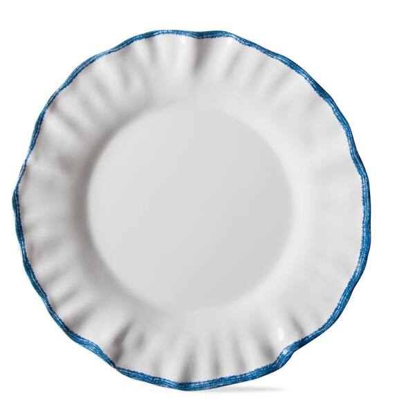 Tag Ruffle Rim White Melamine Dinner Plate (Set of 4)