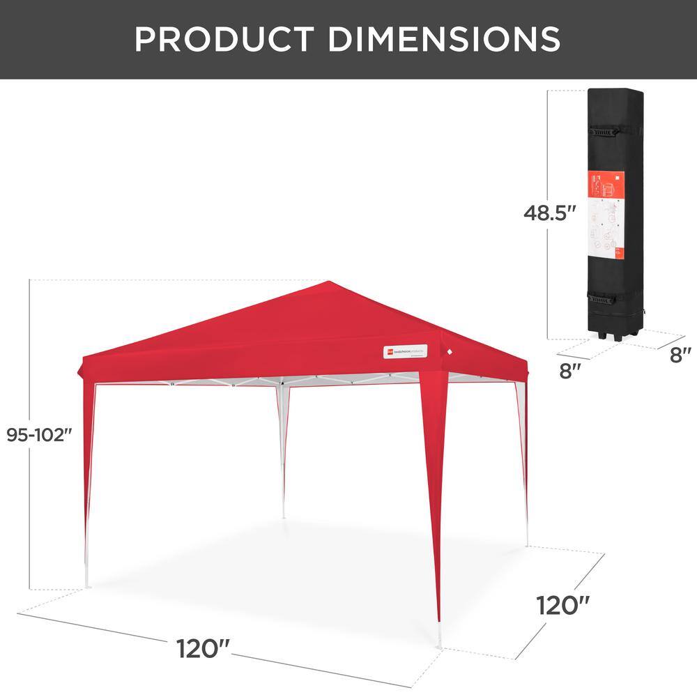 Red 10x10ft Portable Pop-Up Canopy Tent with Carrying Bag