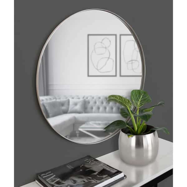 Kate and Laurel Rollo 23 in. x 23 in. Classic Round Framed Silver