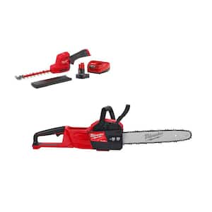 M12 FUEL 8 in. 12V Lithium-Ion Brushless Cordless Hedge Trimmer Kit with M18 FUEL 14 in. Chainsaw (2-Tool)