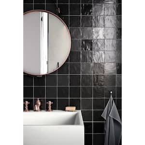 Black 4 in. x 4 in. Polished and Honed Ceramic Mosaic Tile (5.38 sq. ft./Case)