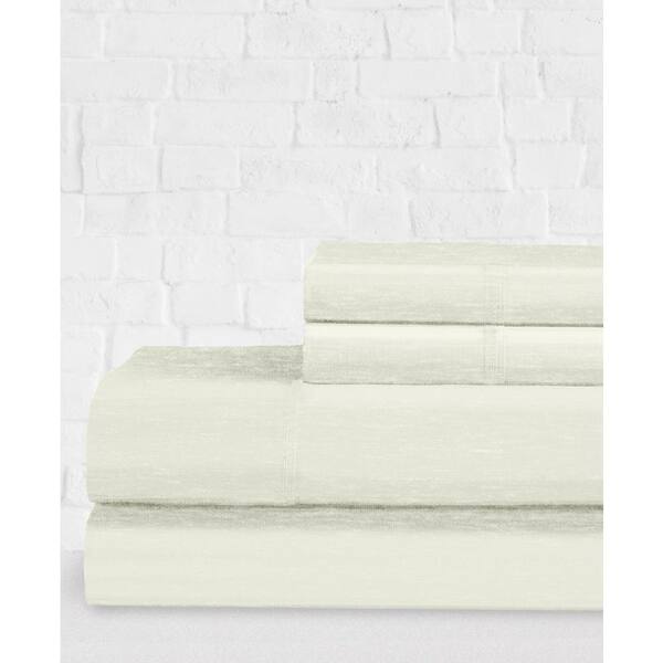 ELLA JAYNE 4Piece Ivory Heather Jersey Knit King Size Sheet Set EJHJERSS_IV_4 The Home Depot
