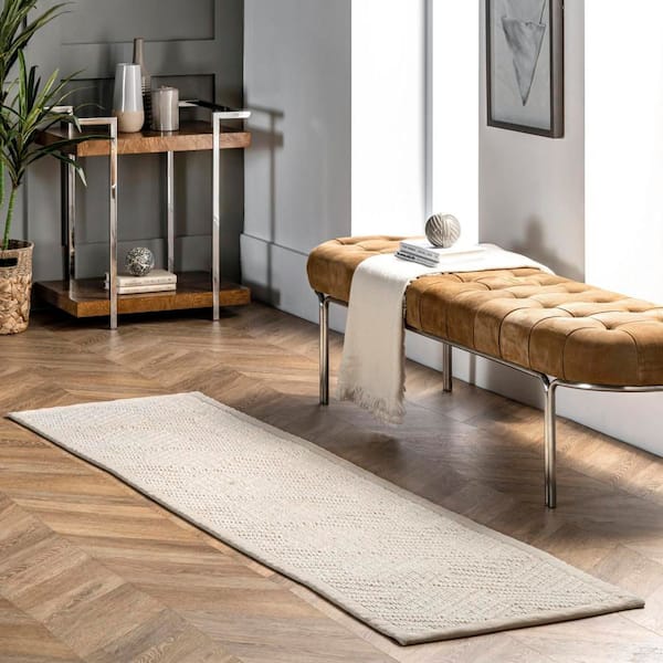 Aisha Monochrome Texture Cream 3 ft. x 8 ft. Indoor Runner Rug