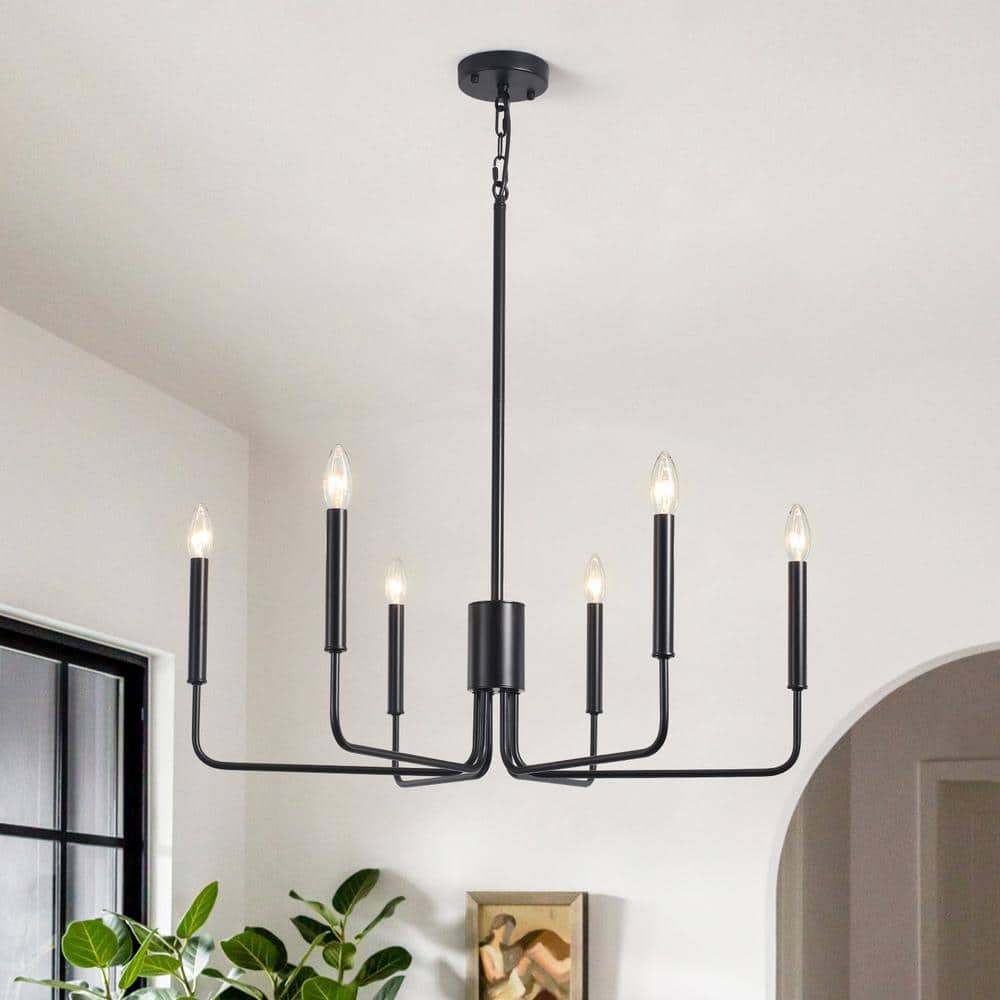 LWYTJO Roxsanne 6-Light Black Dimmable Classic/Traditional