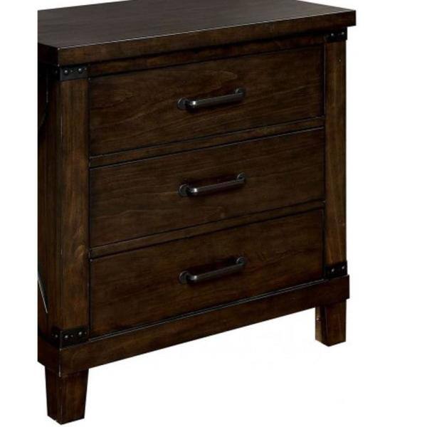 Bianca Dark Walnut 3-Drawer Rustic Nightstand