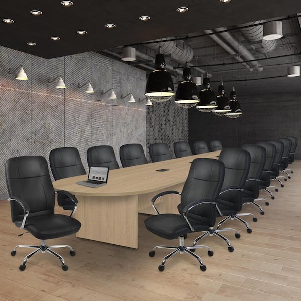 Legacy 264 in. Noble Oak Racetrack Laminate Conference Table Desk with 3-Charging Ports