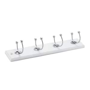 17-7/8 in. (455 mm) White and Chrome Utility Hook Rack