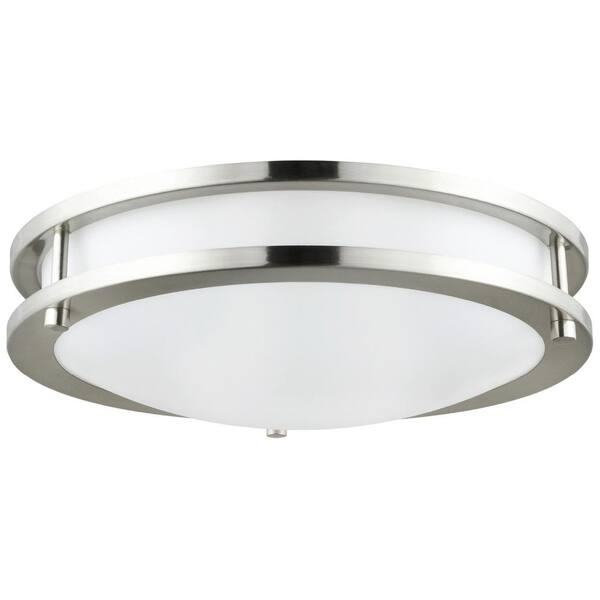 Sunlite 18 in. Brushed Nickel Integrated LED Flush Mount with Acrylic Shade Selectable CCT 1960 Lumen