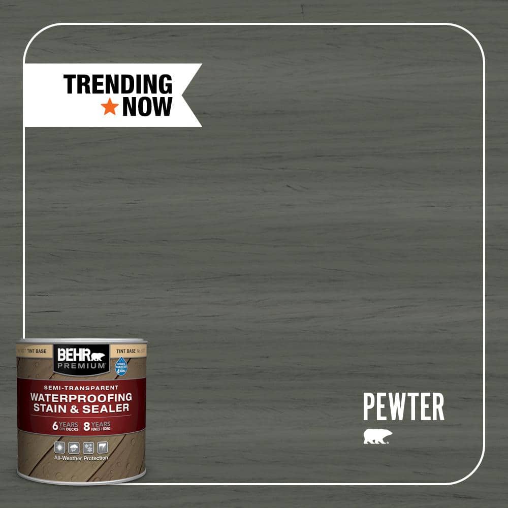 8 oz. #ST-131 Pewter Semi-Transparent Waterproofing Exterior Wood Stain and