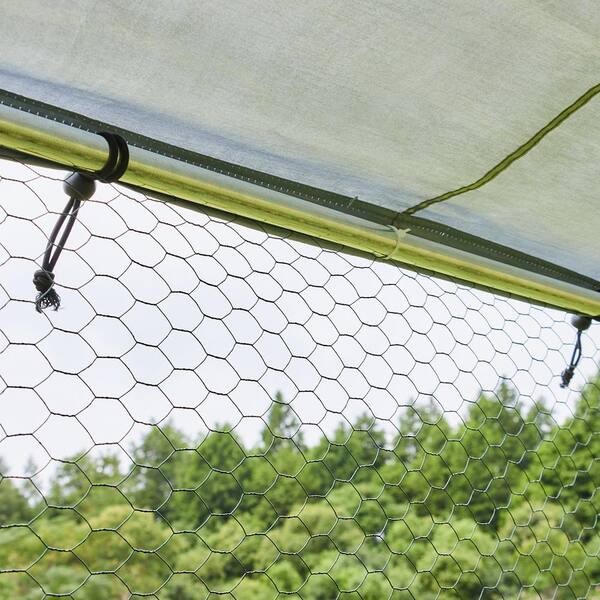GOGEXX 13.1ft. x 8.6 ft. Metal Chicken Coop Steel Wire Walkin Poultry Cage Rabbit House With Waterproof Cover For Outdoors Yard
