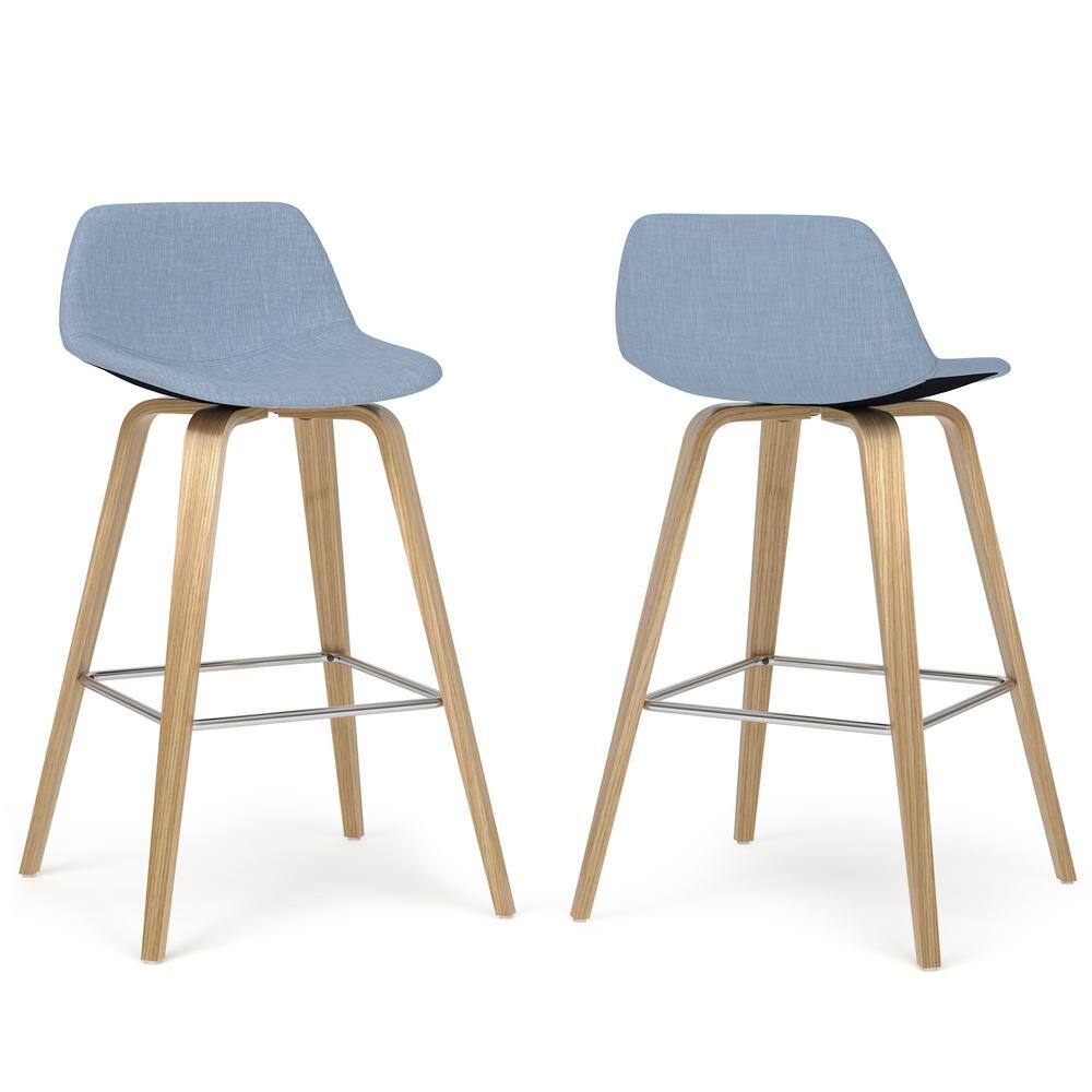 Randolph Denim Blue Bentwood Counter Stool with Chrome Finish (Set of 2)