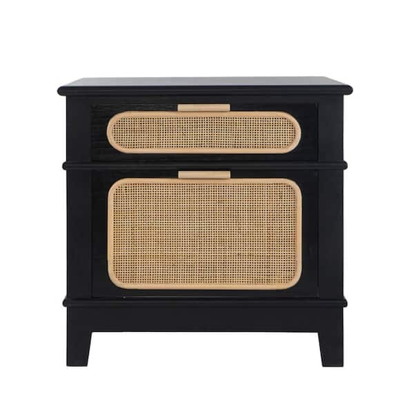 A & B Home 27.4 in. W x 26 in. H Black/Brown Rectangle Wood End Table
