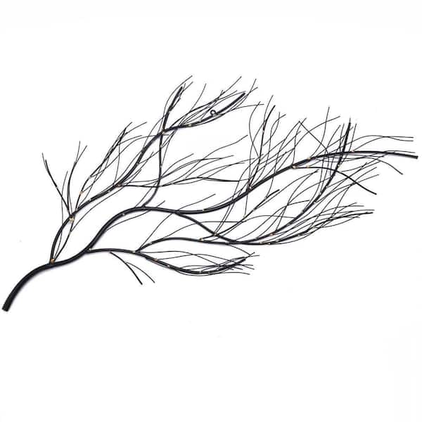 LuxenHome Metal Black and Gold Branch Wall Decor