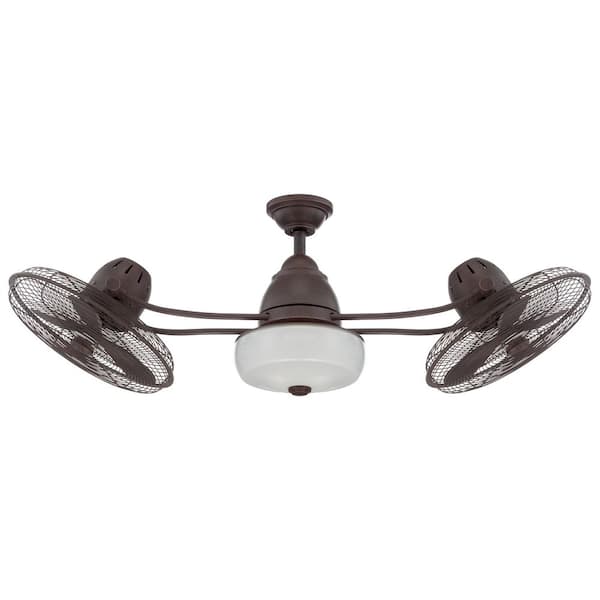 48 in. Aged Bronze Textured, Aged Bronze Blades Dual Mount Oscillating Standard Damp Ceiling Fan w/ LED Bulbs Included