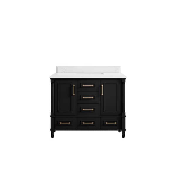 Willow Collections Hudson 42 in. W x 22 in. D x 36 in. H Bath Vanity in Black with Cove Edge Empira Quartz Top